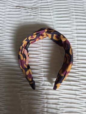 Powder Brand Purple and Mustard Animal Print Patterned Twisted Headband Like New